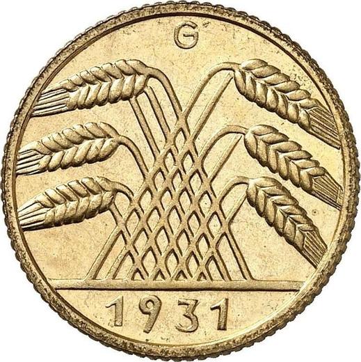 Реверс монеты - 10 рейхспфеннигов 1931 года G - цена  монеты - Германия, Bеймарская республика