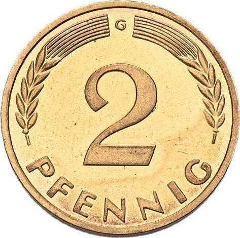 Аверс монеты - 2 пфеннига 1959 года G - цена  монеты - Германия, ФРГ