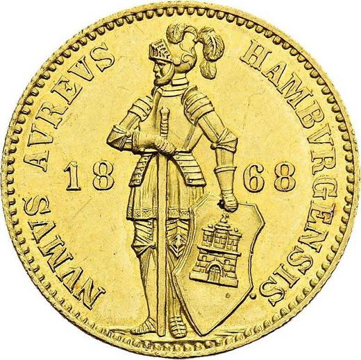 Аверс монеты - Дукат 1868 года B - цена  монеты - Гамбург, Вольный город