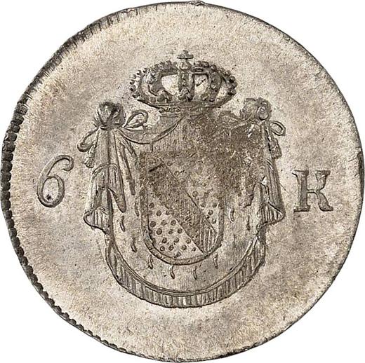 Реверс монеты - 6 крейцеров 1819 года - цена серебряной монеты - Баден, Людвиг I