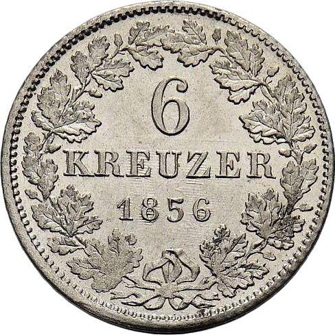 Реверс монеты - 6 крейцеров 1856 года - цена серебряной монеты - Гессен-Дармштадт, Людвиг III