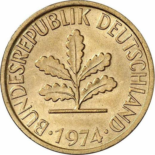 Reverso 5 Pfennige 1974 D - valor de la moneda  - Alemania, RFA