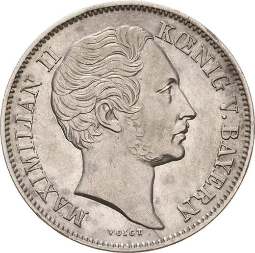 Аверс монеты - 1/2 гульдена 1857 года - цена серебряной монеты - Бавария, Максимилиан II