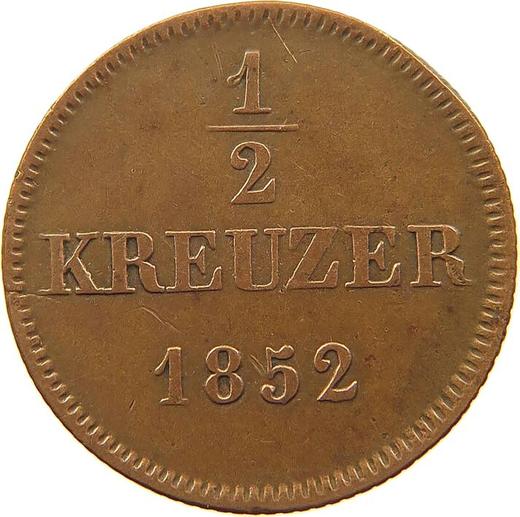 Реверс монеты - 1/2 крейцера 1852 года - цена  монеты - Бавария, Максимилиан II