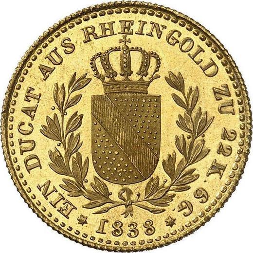 Rewers monety - Dukat 1838 - cena złotej monety - Badenia, Leopold
