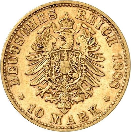 Reverso 10 marcos 1888 E "Sajonia" - valor de la moneda de oro - Alemania, Imperio alemán