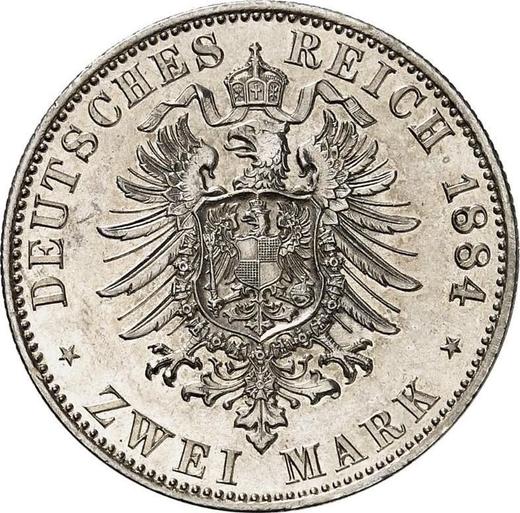 Rewers monety - 2 marki 1884 A "Reuss-Gera" - cena srebrnej monety - Niemcy, Cesarstwo Niemieckie