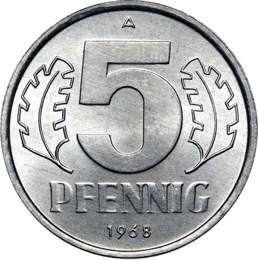 Anverso 5 Pfennige 1968 A - valor de la moneda  - Alemania, República Democrática Alemana (RDA)