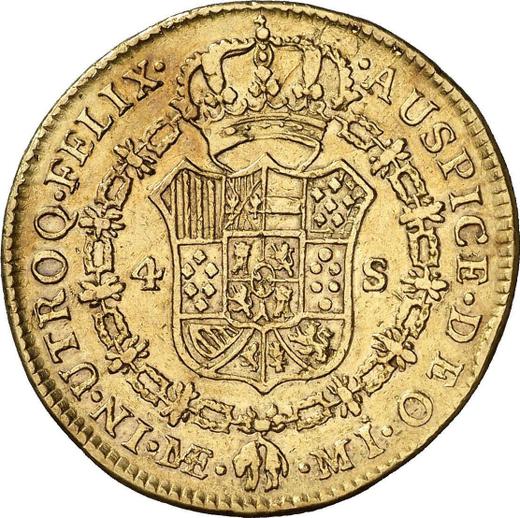 Rewers monety - 4 escudo 1782 MI - cena złotej monety - Peru, Karol III