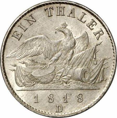 Rewers monety - Talar 1818 D "Typ 1816-1822" - cena srebrnej monety - Prusy, Fryderyk Wilhelm III