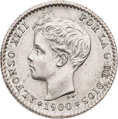 Аверс монеты - 50 сентимо 1900 года SMV - цена серебряной монеты - Испания, Альфонсо XIII
