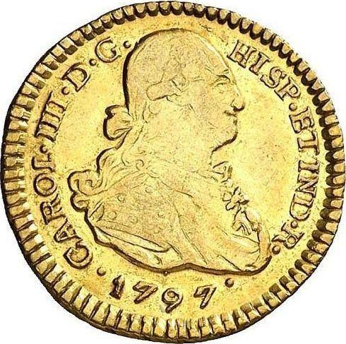 Awers monety - 1 escudo 1797 P JF - cena złotej monety - Kolumbia, Karol IV