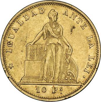 Аверс монеты - 10 песо 1861 года So - цена  монеты - Чили, Республика