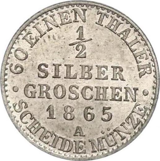 Rewers monety - 1/2 silbergroschen 1865 A - cena srebrnej monety - Prusy, Wilhelm I