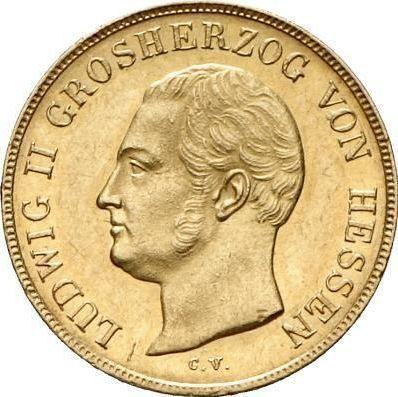 Anverso 10 florines 1840 C.V.  H.R. - valor de la moneda de oro - Hesse-Darmstadt, Luis II