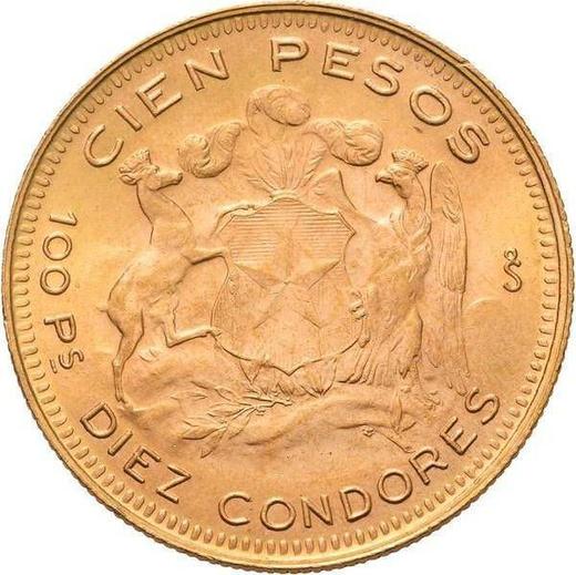 Реверс монеты - 100 песо 1957 года So - цена золотой монеты - Чили, Республика