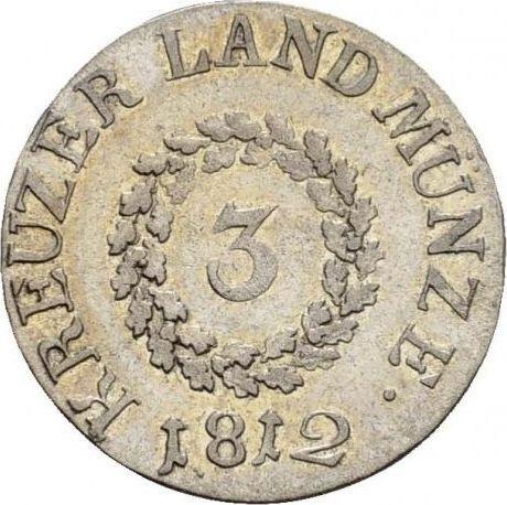 Реверс монеты - 3 крейцера 1812 года - цена серебряной монеты - Саксен-Мейнинген, Бернгард II