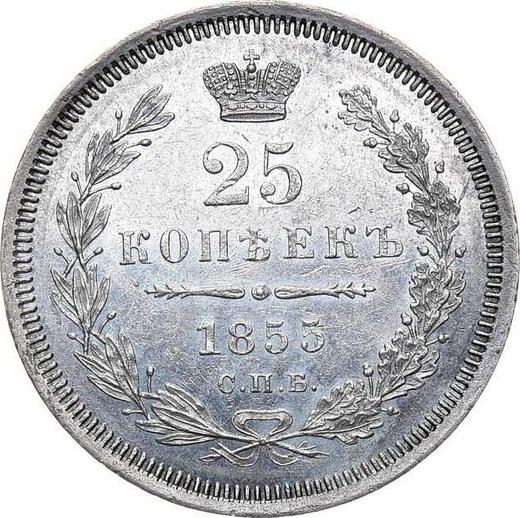 Reverso 25 kopeks 1855 СПБ HI "Águila 1850-1858" - valor de la moneda de plata - Rusia, Nicolás I