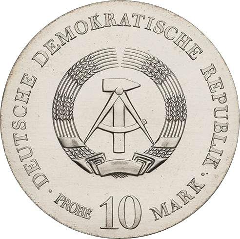 Rewers monety - Próba 10 marek 1977 "Guericke" - cena srebrnej monety - Niemcy, NRD