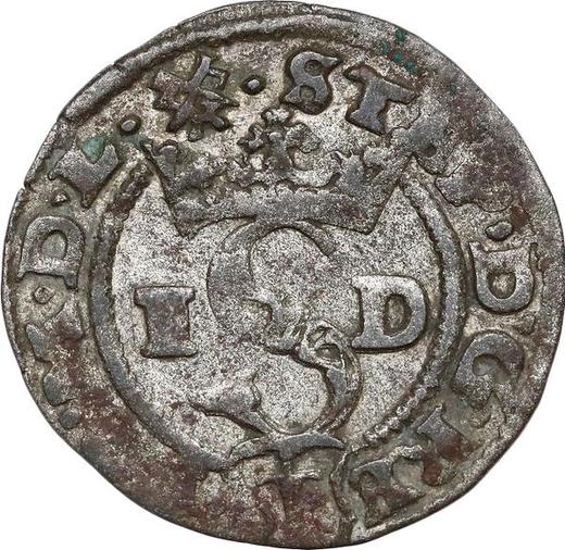 Anverso Szeląg 1585 ID "Tipo 1580-1586" Corona abierta - valor de la moneda de plata - Polonia, Esteban I Báthory