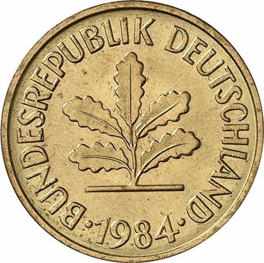 Реверс монеты - 5 пфеннигов 1984 года D - цена  монеты - Германия, ФРГ