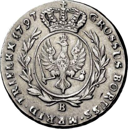 Rewers monety - 1 grosz 1797 B "Prusy Południowe" Srebro - cena srebrnej monety - Polska, Zabór Pruski