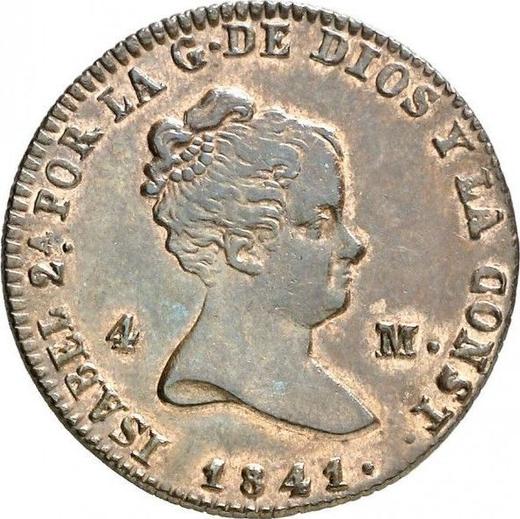 Аверс монеты - 4 мараведи 1841 года - цена  монеты - Испания, Изабелла II
