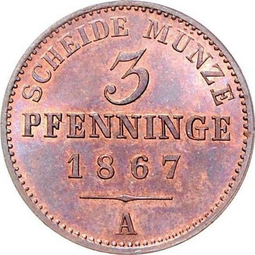 Реверс монеты - 3 пфеннига 1867 года A - цена  монеты - Пруссия, Вильгельм I