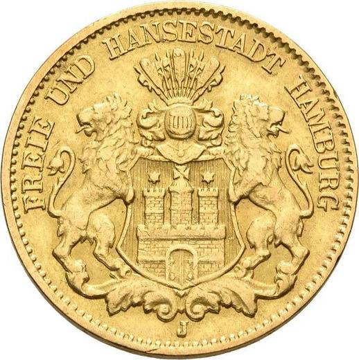 Аверс монеты - 10 марок 1893 года J "Гамбург" - цена золотой монеты - Германия, Германская Империя