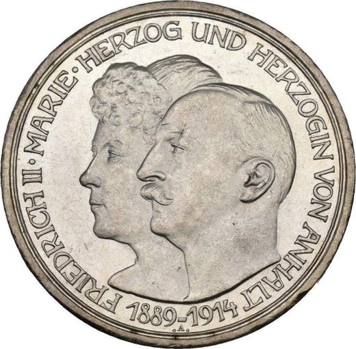 Аверс монеты - 3 марки 1914 года A "Ангальт" Серебряная свадьба - цена серебряной монеты - Германия, Германская Империя