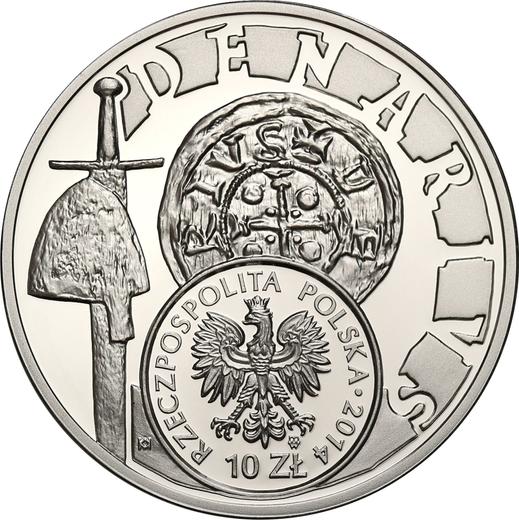 Anverso 10 eslotis 2014 MW "Dinar de Boleslao III el Bocatorcida" - valor de la moneda de plata - Polonia, República moderna