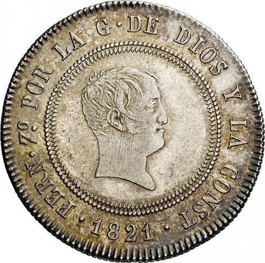 Аверс монеты - 10 реалов 1821 года S RD - цена серебряной монеты - Испания, Фердинанд VII