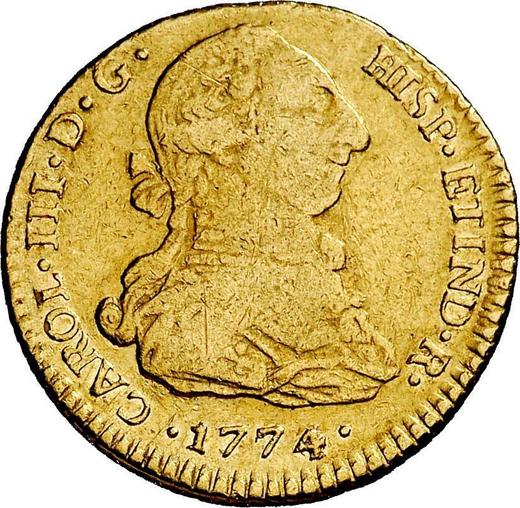 Anverso 2 escudos 1774 So DA - valor de la moneda de oro - Chile, Carlos III
