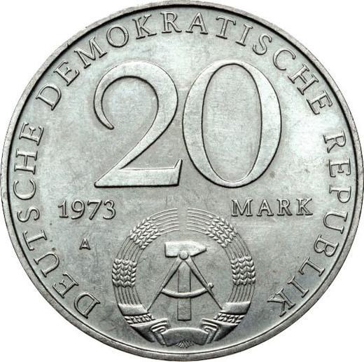 Реверс монеты - 20 марок 1973 года A "Отто Гротеволь" - цена  монеты - Германия, ГДР