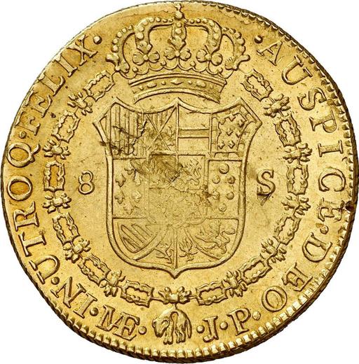 Revers 8 Escudos 1805 JP - Goldmünze Wert - Peru, Karl IV