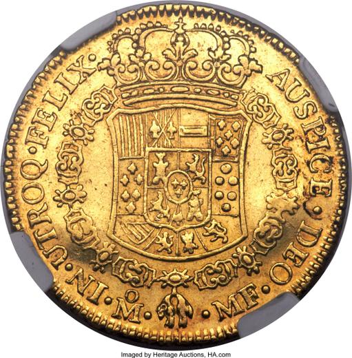 Реверс монеты - 4 эскудо 1766 года Mo MF - цена золотой монеты - Мексика, Карл III