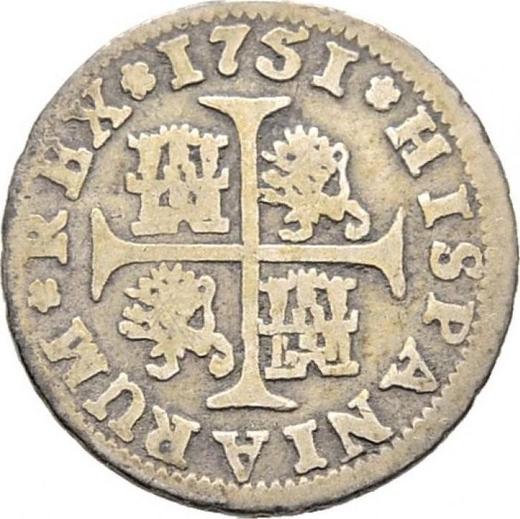 Реверс монеты - 1/2 реала 1751 года S PJ - цена серебряной монеты - Испания, Фердинанд VI