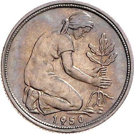 Реверс монеты - 50 пфеннигов 1949-2001 года Магнитная - цена  монеты - Германия, ФРГ