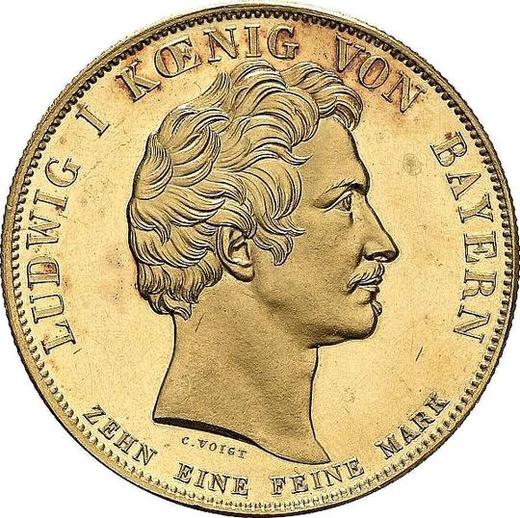 Awers monety - Talar 1825 "Koronacji Ludwika I" Złoto - cena złotej monety - Bawaria, Ludwik I