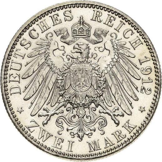 Реверс монеты - 2 марки 1912 года D "Бавария" - цена серебряной монеты - Германия, Германская Империя