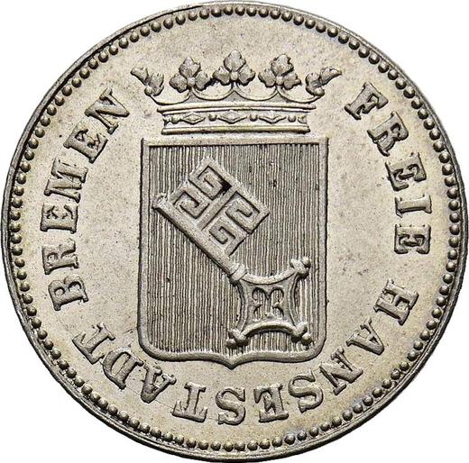 Avers 6 Grote 1857 - Silbermünze Wert - Bremen, Freie Hansestadt