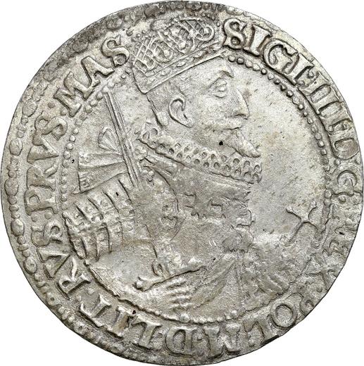Avers 18 Gröscher (Ort) 1621 Wappen ohne Verzierungen - Silbermünze Wert - Polen, Sigismund III