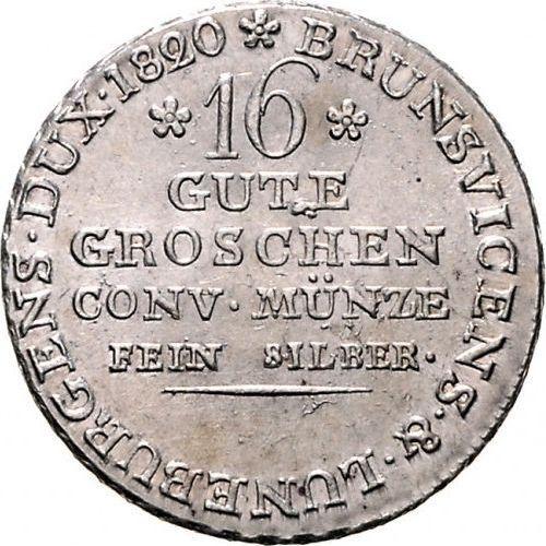 Rewers monety - 16 gute groschen 1820 - cena srebrnej monety - Hanower, Jerzy IV