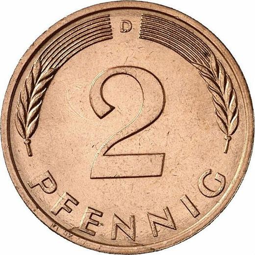 Аверс монеты - 2 пфеннига 1980 года D - цена  монеты - Германия, ФРГ