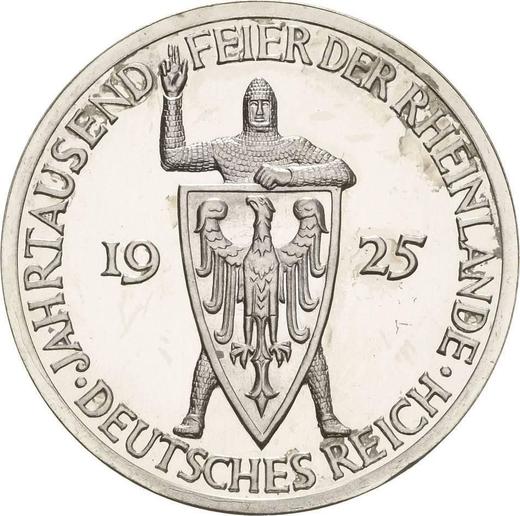Аверс монеты - 3 рейхсмарки 1925 года A "Рейнланд" - цена серебряной монеты - Германия, Bеймарская республика