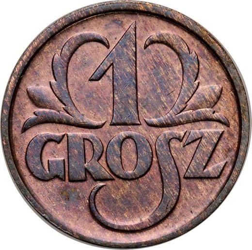 Реверс монеты - 1 грош 1934 года WJ - цена  монеты - Польша, II Республика