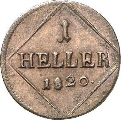 Rewers monety - 1 halerz 1820 - cena  monety - Bawaria, Maksymilian I