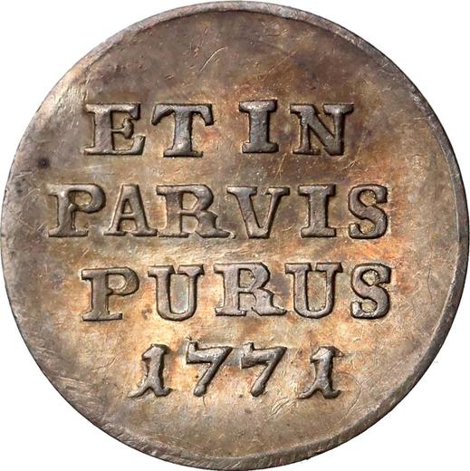 Reverso Prueba Grosz de plata (1 grosz) (Srebrnik) 1771 "Monograma impreso" - valor de la moneda de plata - Polonia, Estanislao II Poniatowski