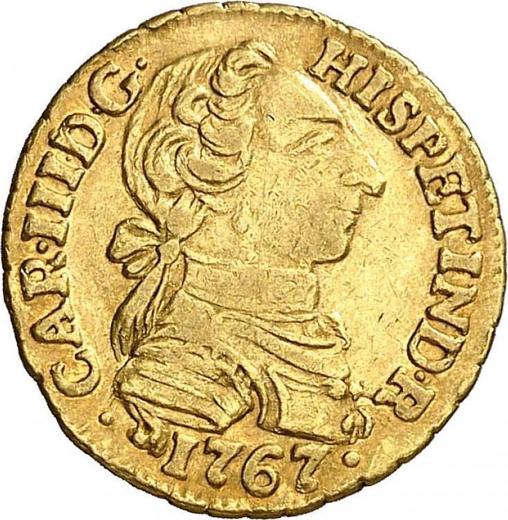 Аверс монеты - 1 эскудо 1767 года NR JV "Тип 1763-1771" - цена золотой монеты - Колумбия, Карл III