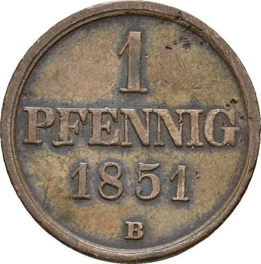 Reverso 1 Pfennig 1851 B - valor de la moneda  - Brunswick-Wolfenbüttel, Guillermo